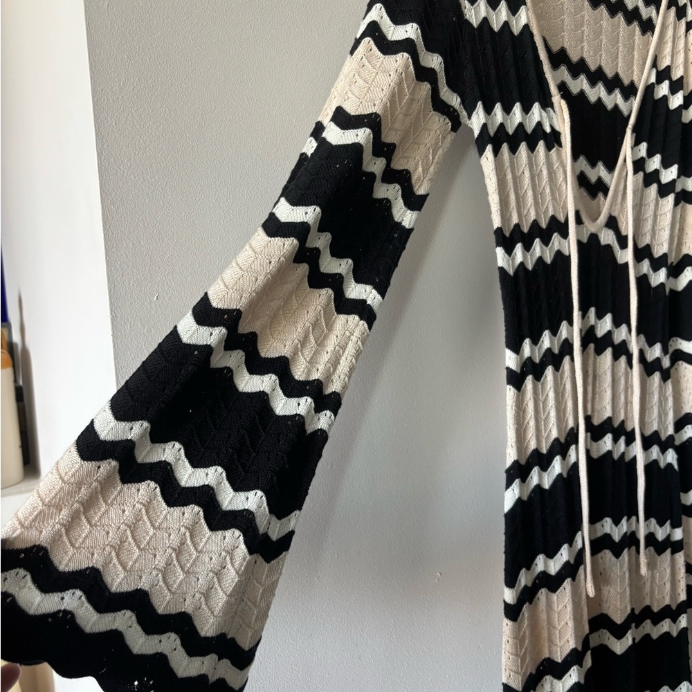 Seven Wonders Knit Maxi Dress - XS Black White Cream Striped - Picture 3 of 7